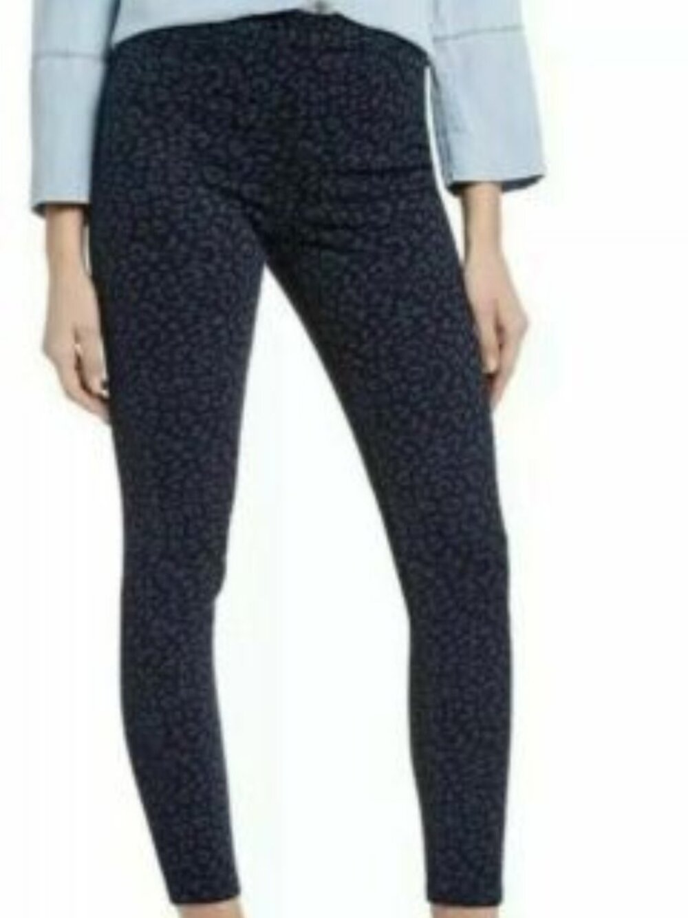 SPANX Jean-ish Ankle Leggings Blue Cheetah Large